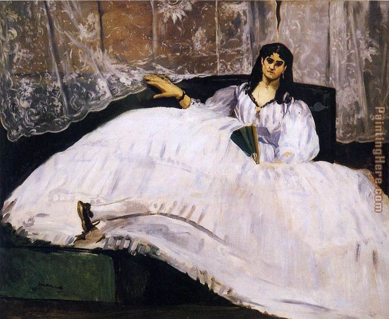 Baudelaire's Mistress, Reclining painting - Edouard Manet Baudelaire's Mistress, Reclining art painting